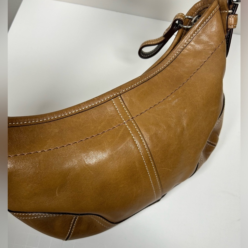 Vintage Coach Y2K Soho Hobo Carmel Brown Leather Mini bag #9541 - Picture 10 of 17